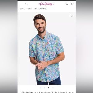 Lilly Pulitzer x Southern Tide Mens Linen Sportshirt size m